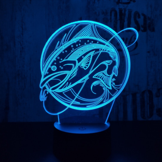 Nagy hal 3  7 színű  3D led lámpa