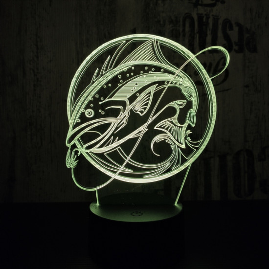 Nagy hal 3  7 színű  3D led lámpa