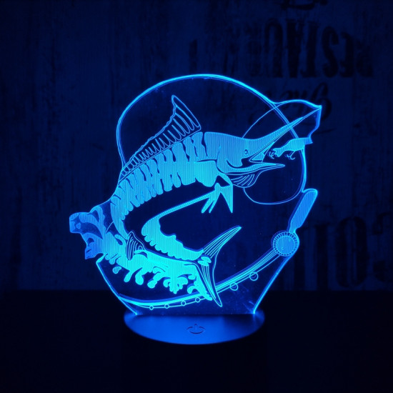 Nagy hal 2  7 színű 3D led lámpa