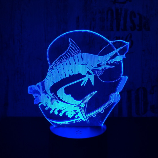 Nagy hal 2  7 színű 3D led lámpa