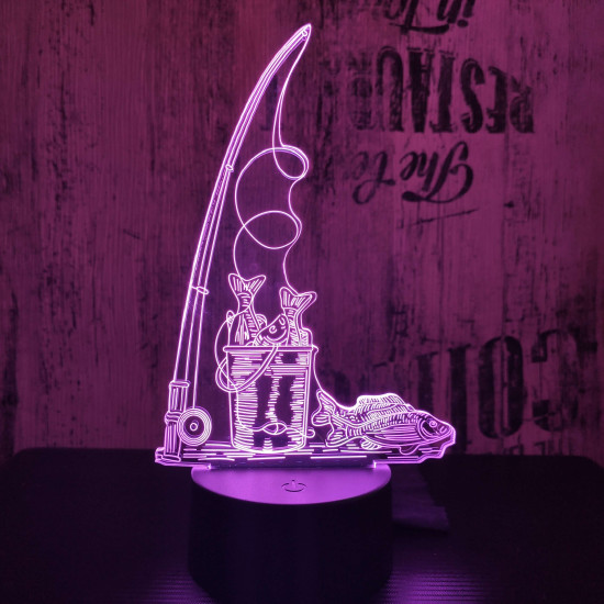 Horgász hal 7 színű 3D led lámpa