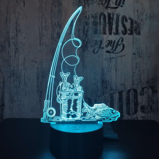 Horgász hal 7 színű 3D led lámpa