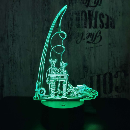 Horgász hal 7 színű 3D led lámpa