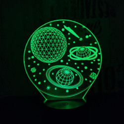 Bolygók 3D 7 színű led lámpa