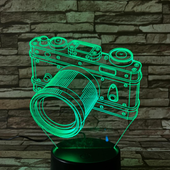 Fényképezőgép Retro 7 színű 3D led lámpa