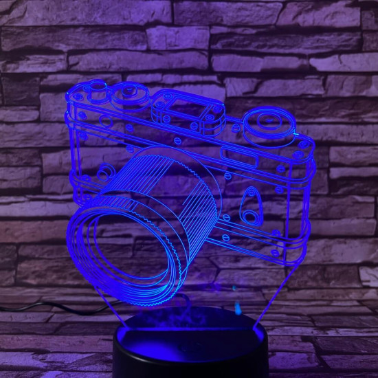 Fényképezőgép Retro 7 színű 3D led lámpa