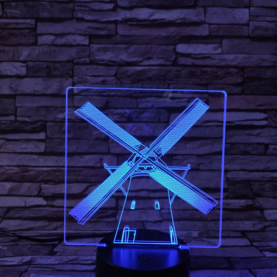Szélmalom 7 színű 3D led lámpa