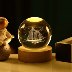 Kristálygömb Vitorlás hajó 7 színű 3D LED lámpa