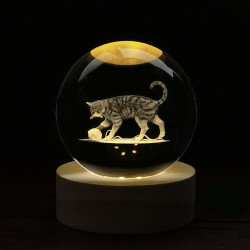 Kristálygömb Macska 7 színű 3D LED lámpa