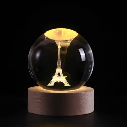 Kristálygömb Eiffel-torony 7 színű 3D LED lámpa