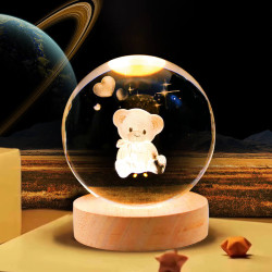 Kristálygömb Maci 7 színű 3D LED lámpa