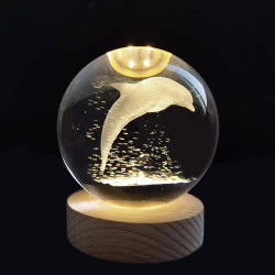 Kristálygömb Delfin 7 színű 3D LED lámpa