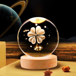 Kristálygömb Négylevelű lóhere 7 színű 3D LED lámpa