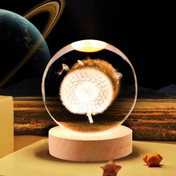 Kristálygömb Pitypang 7 színű 3D LED lámpa