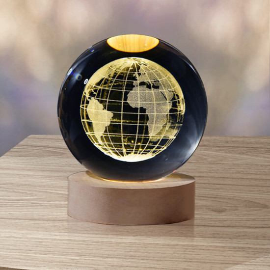 Kristálygömb Földgömb 7 színű 3D LED lámpa