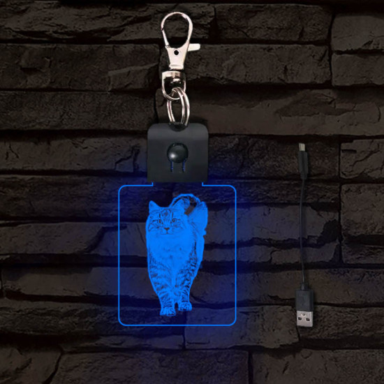 Cica világító LED-s kulcstartó