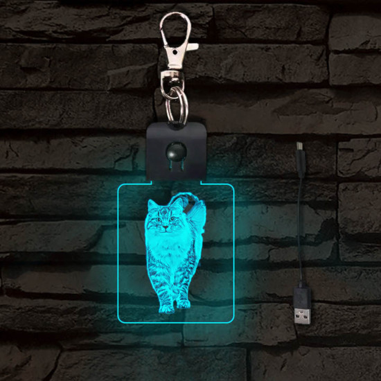 Cica világító LED-s kulcstartó