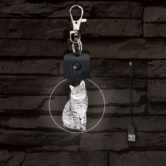 Kandúr világító LED-s kör kulcstartó