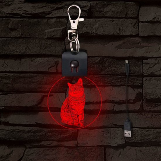 Kandúr világító LED-s kör kulcstartó