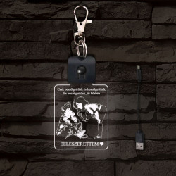 BELESZERETTEM világító LED-s téglalap kulcstartó