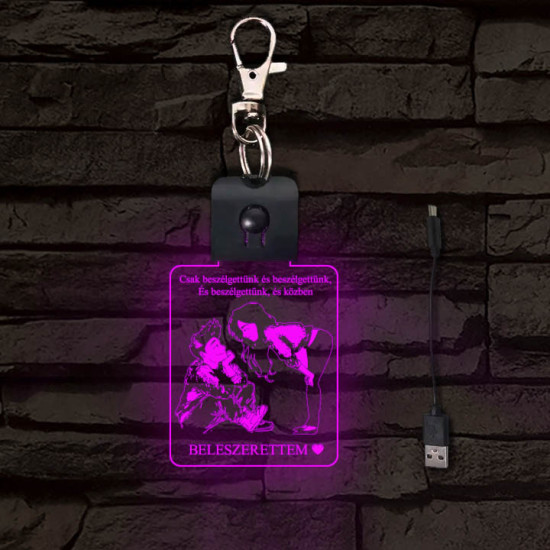 BELESZERETTEM világító LED-s téglalap kulcstartó