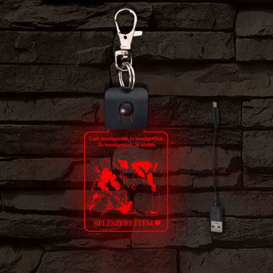 BELESZERETTEM világító LED-s téglalap kulcstartó