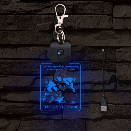 BELESZERETTEM világító LED-s téglalap kulcstartó