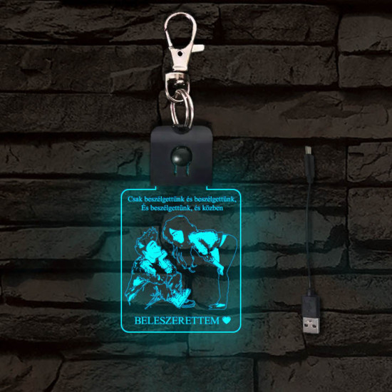 BELESZERETTEM világító LED-s téglalap kulcstartó