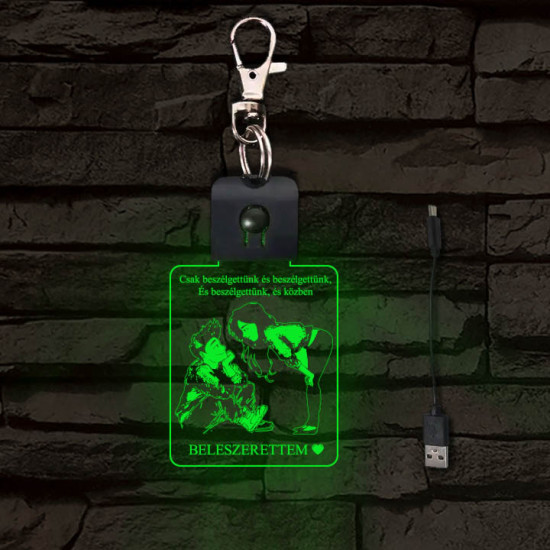 BELESZERETTEM világító LED-s téglalap kulcstartó