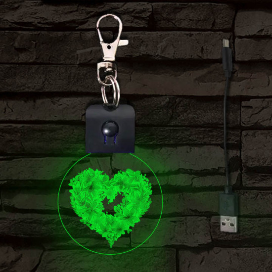 Szívvirágok világító LED-s kör alakú kulcstartó