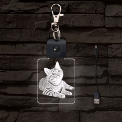 Fekvő cica világító LED-s kulcstartó