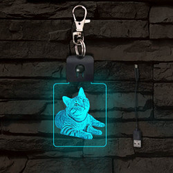 Fekvő cica világító LED-s kulcstartó