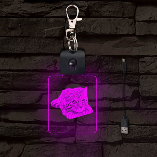 Cica gondolkodik világító LED-s kulcstartó