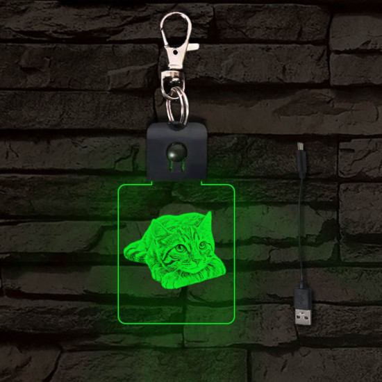 Cica gondolkodik világító LED-s kulcstartó