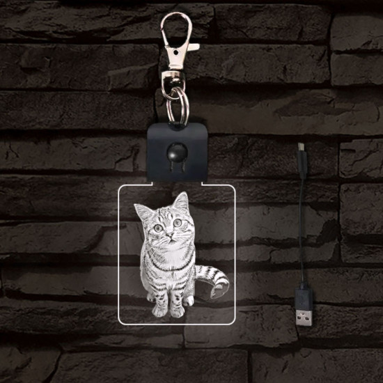 Macska világító LED-s kulcstartó