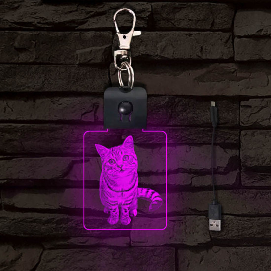 Macska világító LED-s kulcstartó