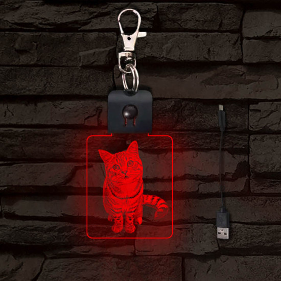 Macska világító LED-s kulcstartó