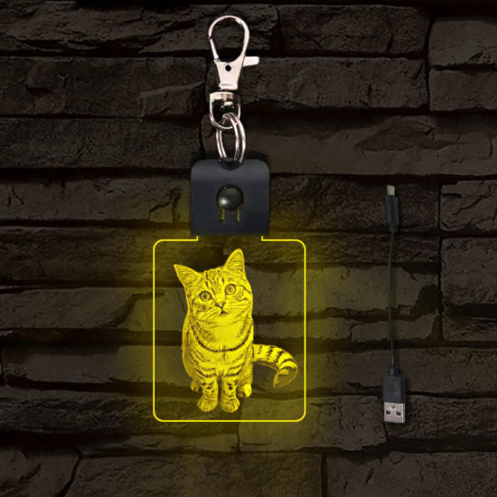 Macska világító LED-s kulcstartó