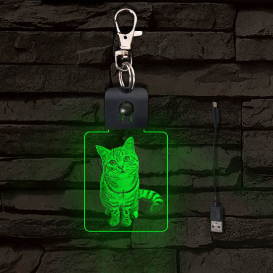 Macska világító LED-s kulcstartó