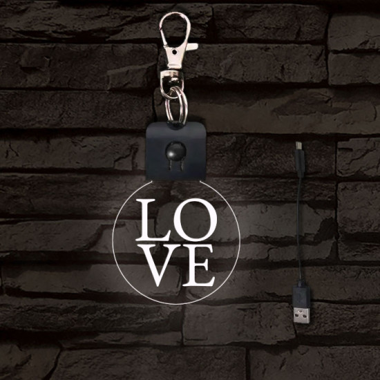 LOVE világító LED-s téglalap kulcstartó