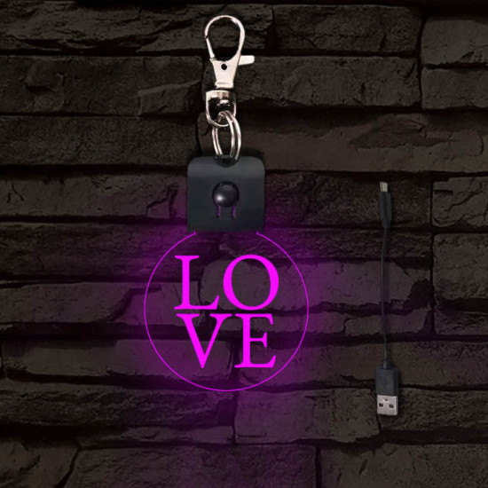 LOVE világító LED-s téglalap kulcstartó