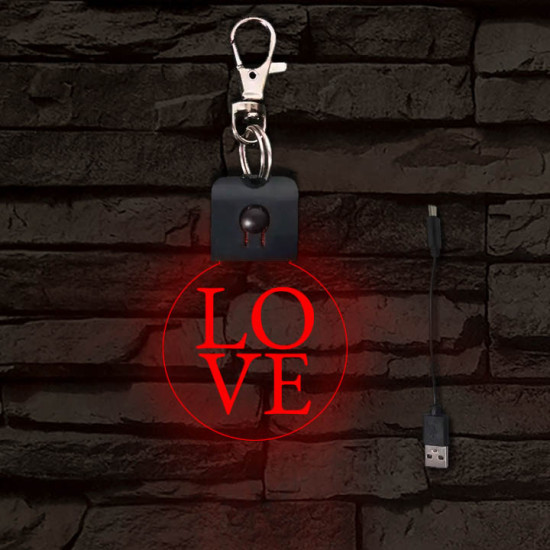 LOVE világító LED-s téglalap kulcstartó
