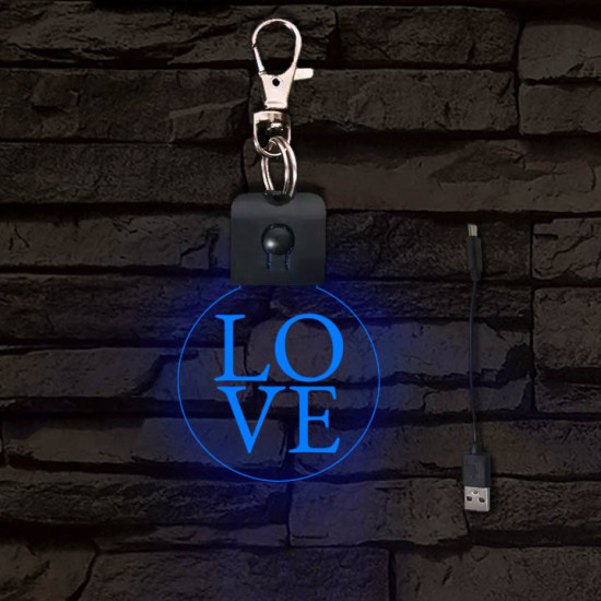 LOVE világító LED-s téglalap kulcstartó
