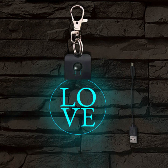 LOVE világító LED-s téglalap kulcstartó