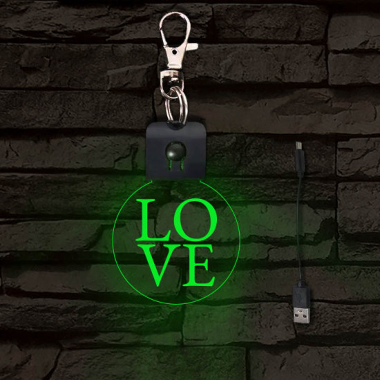LOVE világító LED-s téglalap kulcstartó