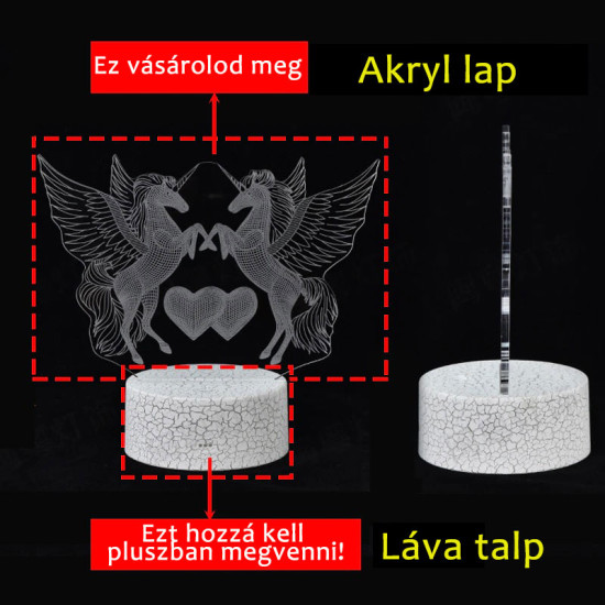 Varázslatos Unikornis 7 színű LED Lámpa – Egyedi névvel