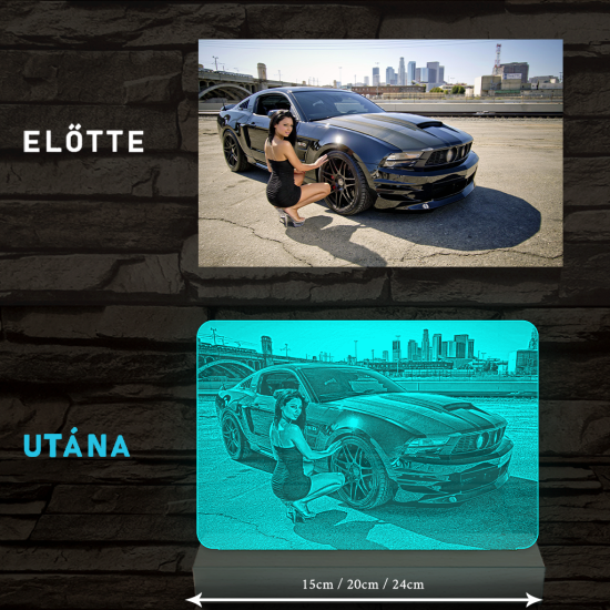 Egyedi fotógravírozás fatalppal 7 színű 3D led lámpa