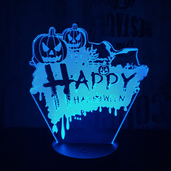 Happy Halloween 7 színű 3D led lámpa