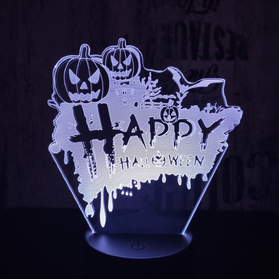Happy Halloween 7 színű 3D led lámpa