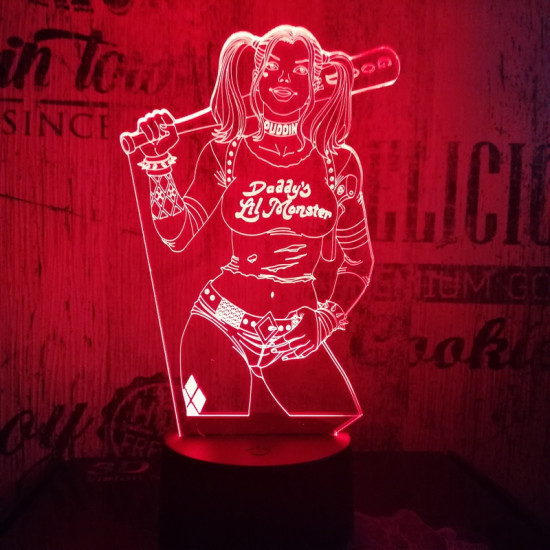 Harley Quinn  7 színű 3D led lámpa